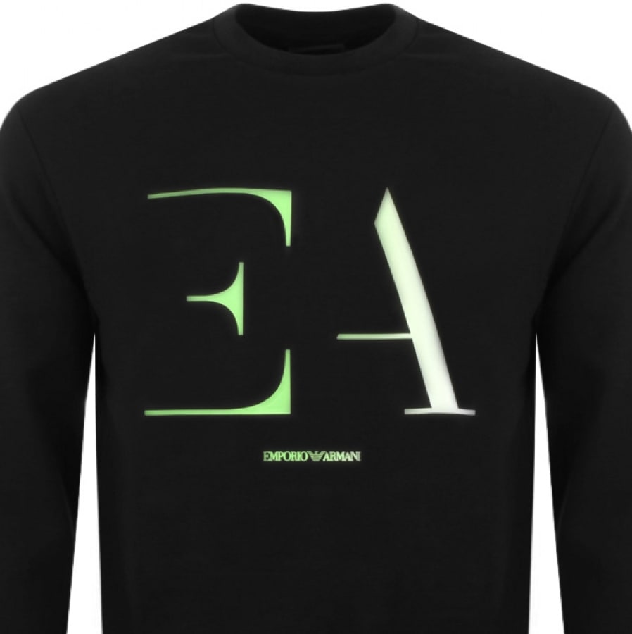 Alternative Image for ProductEmporio Armani Crew Neck Logo Sweatshirt Black2